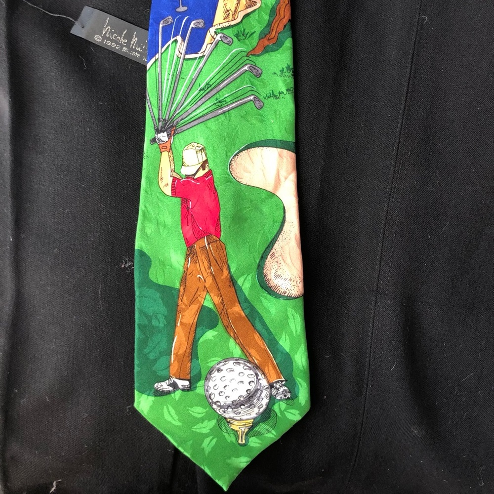 NICOLE MILLER Vintage Golf Theme Neck Tie Men